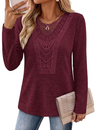 Sweaters for Women Plus Size Tunic Tops to Wear with Leggings Dark Red XL (XX-Large / Dark Red)