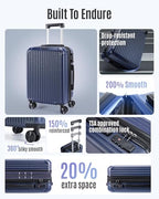 20 Inch Carry On Luggage 22x14x9 Airline Approved (Dark Blue / Carry-On - 20")
