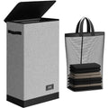 Slim Laundry Basket with Lid (Grey / 70L)