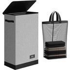 Slim Laundry Basket with Lid (Grey / 70L)