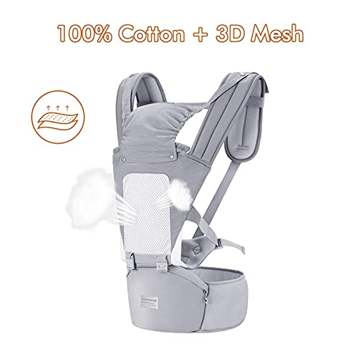 Baby Carrier Newborn to Toddler Baby Carriers with Seat Infant Baby Holder Backpack Baby Carriers Front and Back for Carrying and Hiking (Grey 1)