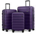 Luggage Set 3 Piece Lightweight Durable Hardshell (Deep Purple)