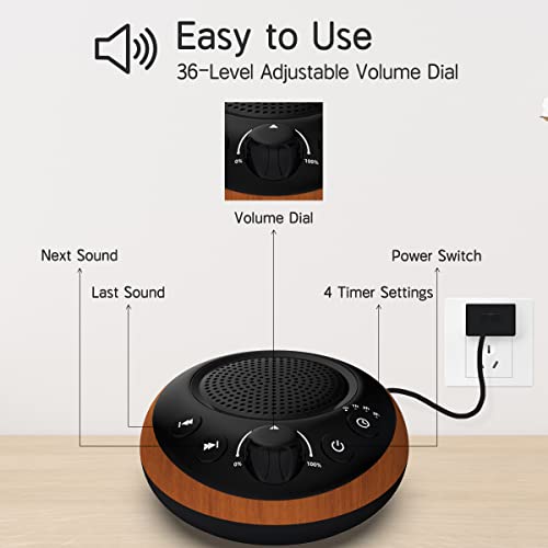 Brown Noise Sound Machine White Noise Machine Nonstop 30 Soothing Sounds Sound Therapy for Baby Kids Adults Sleep Machine 36 (Wood)
