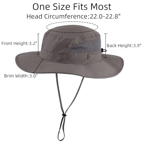 Women's Sun Hat UPF 50+ Wide Brim Bucket Hat Breathable UV Protection Fishing Hat (Large / Dark Grey)