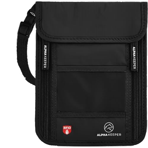 Neck Wallet Travel Pouch For Passport Holder And Documents (Black)