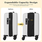 Expandable 16 Inch Underseat Carry On Luggage Airline Approved (White / 16 Inch Underseat EXT)