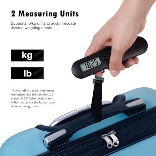 Luggage Scale Travel Digital Suitcase Weight Scale Portable 110lb (Classic Black)