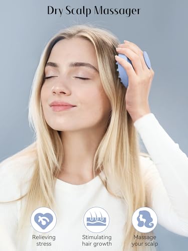 2 Pack Scalp Massager Hair Growth Scrubber for Dandruff Removal (Blue & Flesh Pink)