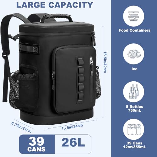 39 Can Leak Proof Insulated Backpack Cooler (Black)