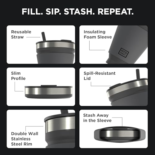Collapsible Insulated Tumbler 16oz (16 Ounces / Jet Black)