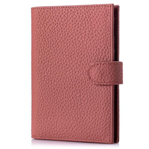 Slim RFID Leather Passport Wallet for Women (Brick Red)