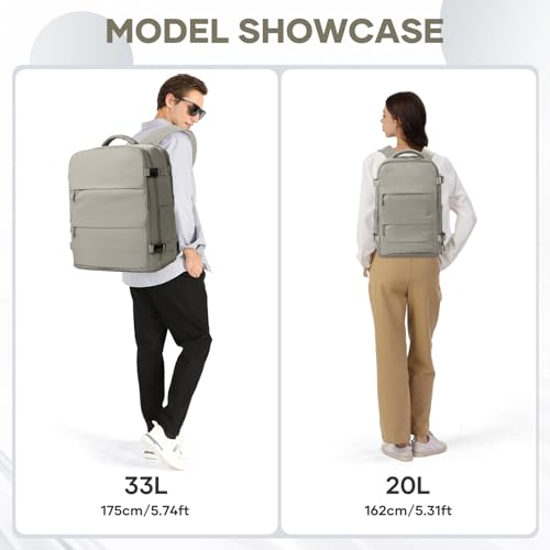Large Travel Backpack Carry On for Women Man Waterproof Gym Backpacks with Laptop Compartment Mochila de Viaje Teacher Personal Item Backpack Rucksack Airplane Accessories Must Haves (33l / Brown)