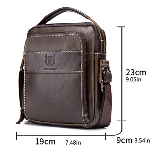 Genuine Leather Shoulder Bag for Men Messenger Briefcase CrossBody Handbag Satchel Pack Travel Work Everyday bag Brown (03-brown)