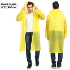 Reusable Rain Poncho with Hood and Sleeves for Adults (2pcs, Yellow)