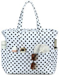 Beach Bag Waterproof Sandproof Women Beach Tote Pool Bag with Zipper for Gym Grocery Travel with Wet Pocket (White)