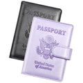 Passport Holder for Travel Essentials (B-Black + Light Purple / Upgraded)