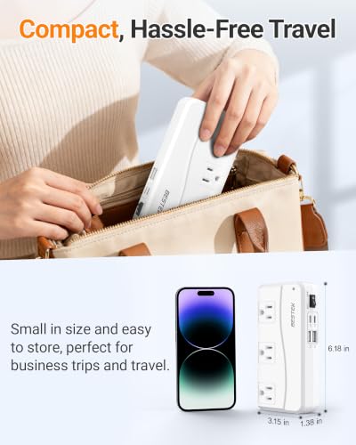 Universal Travel Adapter 220V to 110V Voltage Converter (Classic White)