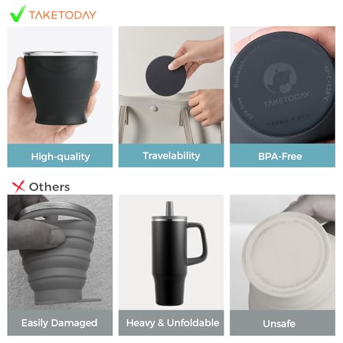 Collapsible Cup 8 oz 4 (Dark Green & Charcoal & Navy & Orange)