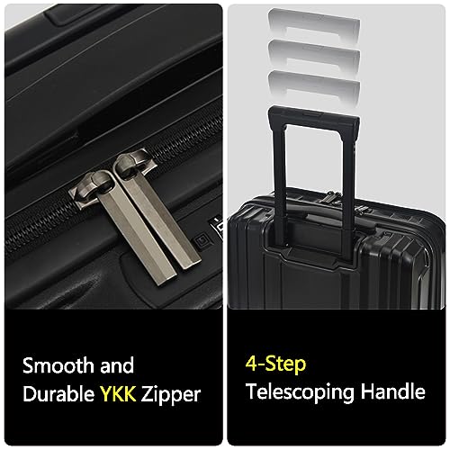 16" Carry on Luggage with 2 Laptop Compartments Airline Approved (Black / 16 Inch)