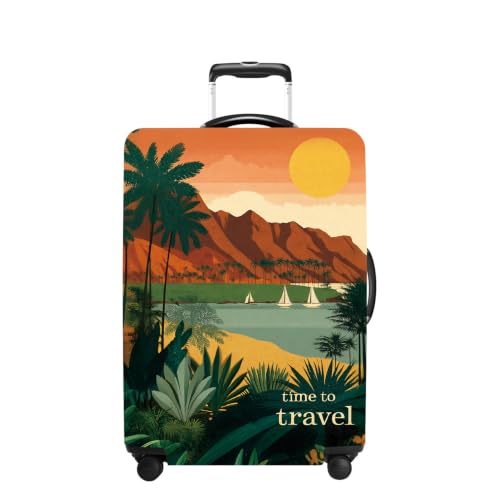 Luggage Cover Washable Suitcase Protector Anti (Sunset Oasis / S(fits 20-22inch suitcase))