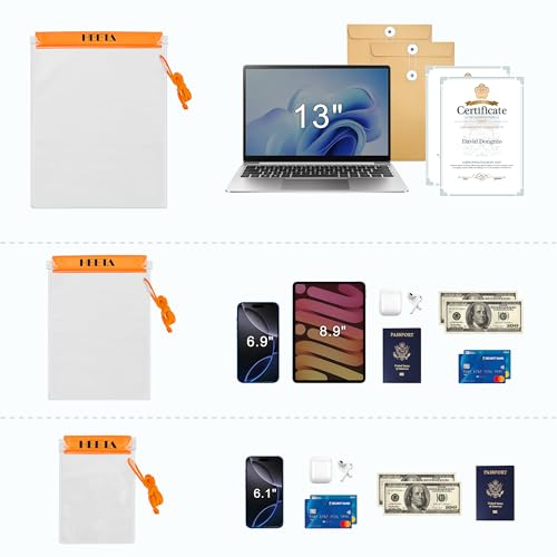5 Pack Clear Waterproof Dry Bag Pouch (Orange)