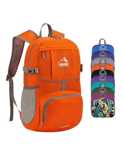 Small Lightweight Packable Hiking Backpack Foldable Travel Daypack (G-orange / 25L)