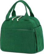 Lunch Bag for Women Men Cute Corduroy Lunch Tote Bags Reusable Insulated Lunch Box Large Capacity Reusable Insulated Cooler for Work Picnic or Travel (Corduroy Green / 10L)
