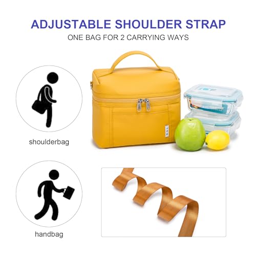 NOL Insulated Lunch Bags for Women Cooler Bag Lightweight Nylon Waterproof Lunch Box for Work Small Earth (Earth-yellow / Small (4 Liters))