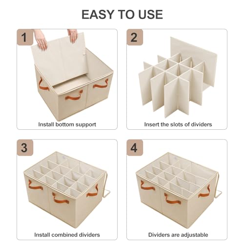 Shoe Organizer for Closet (Jute / Large(20.87''L x 16.54''W x 13.5''H))