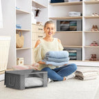 Blanket Storage Bags with Clear Window (8 Pack Large / Gray)
