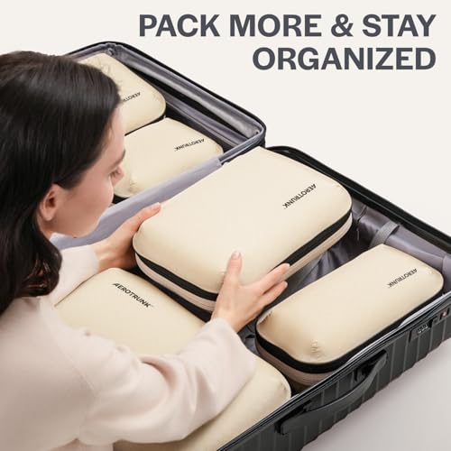 Ultralight Compression Packing Cubes for Travel (6-Pack / Mocha)