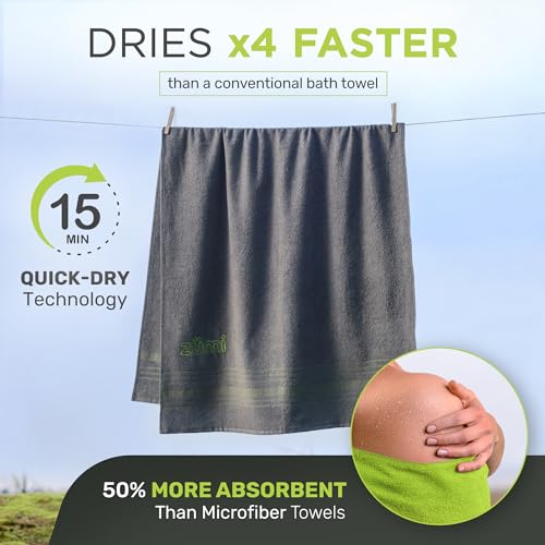 100% Cotton Quick Dry Large Travel Towel (Grey Large)