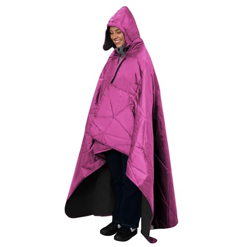 Large Waterproof Outdoor Blanket Thick Fleece 80" x 58" (Rose Purple-b)