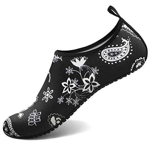 Water Shoes for Women Men Quick (10-11 Women/9-10 Men / Paisley & Flowers)