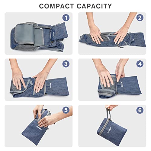 10 15L Small Rucksack Foldable Backpack Lightweight Packable Daypack Travel Outdoor Hiking Shoulder Bag (Dark Blue / 20L)