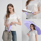 Small Compact Travel Umbrella with UV Protection for Sun & Rain (L-1-Purple with Silver)