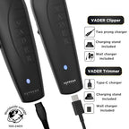 2-in-1 Vader Clipper & Trimmer Kit | Cordless Beard Trimmer & Mens Clippers Set for Barbers or Home | with DLC Coated Blades | Black (Black Kit)