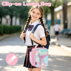 Kids Lunch box Insulated Soft Bag Mini Cooler Back to School Thermal Meal Tote Kit for Girls (Glitter-Unicorn)