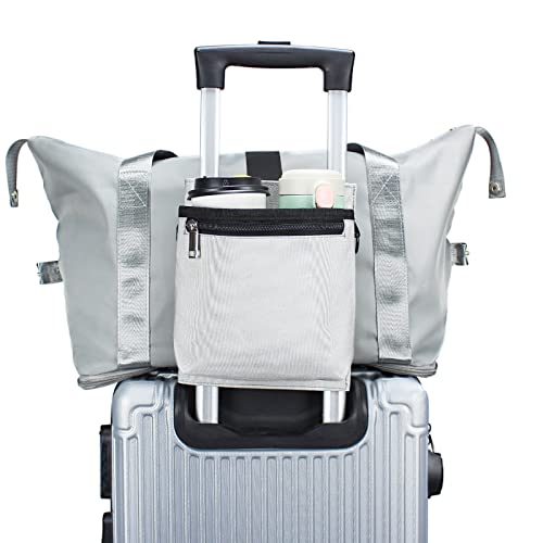Luggage Travel Cup Holder with Luggage Straps (Light Grey)