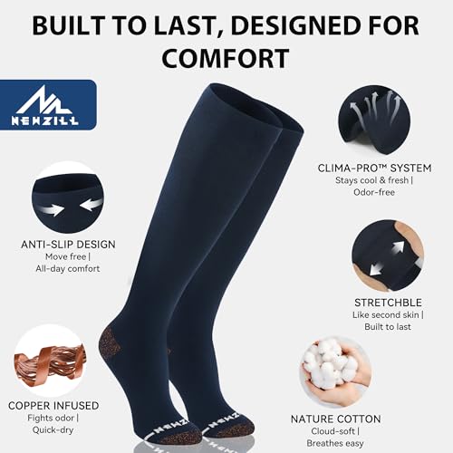 Copper Compression Dress Socks for Women & Men (XX-Large / Gray)
