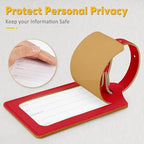 20 Pack Luggage Tags Faux Leather for Suitcases Travel Bag Labels with Protection Cover ID (Red Deep)