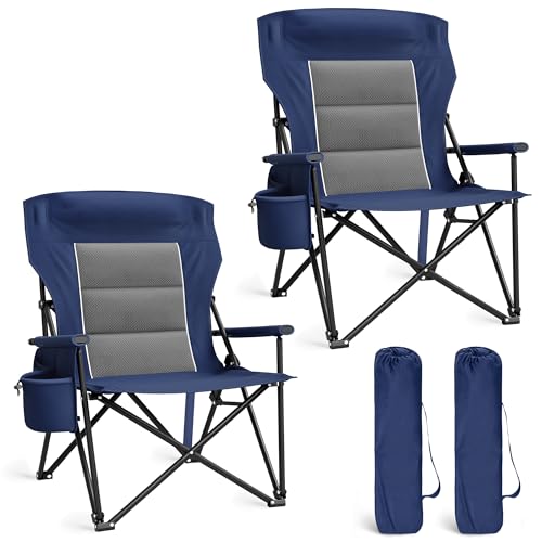 Oversized Camping Chairs High Back Lawn Chair 2 Pack (Navy / Twin Pack)