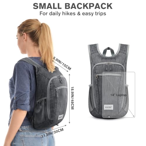 10 15L Small Rucksack Foldable Backpack Lightweight Packable Daypack Travel Outdoor Hiking Shoulder Bag (Black / 20L)