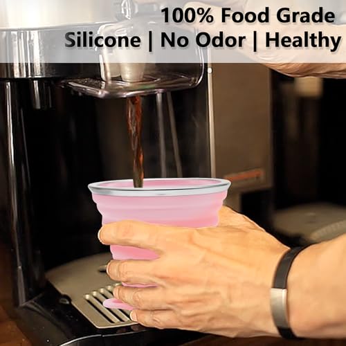 2 Pack Silica gel Collapsible Travel Cup 270ml (Pink & Green)