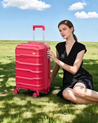 20 Inch Expandable Carry On Luggage 22x14x9 Airline Approved Suitcase (0-Red / Carry-On 20-Inch)