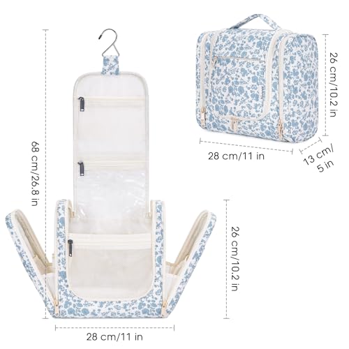 Large Hanging Toiletry Bag for Women (Z-Little Blue Flower)