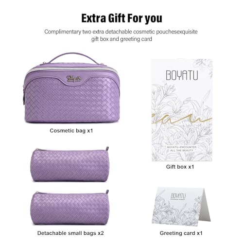 Travel Makeup Bag Cosmetic Bags for Women (L01 Purple)