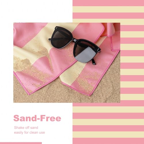 Microfiber Beach Towel Sand (U-sorbet Stripe / Extra Large(67x35"))