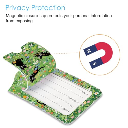 Luggage Tags Privacy Cover ID Label for Travel Bag Suitcase (Cat)