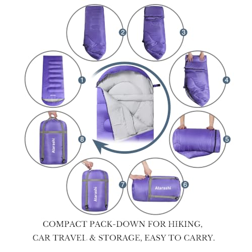 Warm Sleeping Bag for Adults & Kids (Purple/Wide(40''x87''))